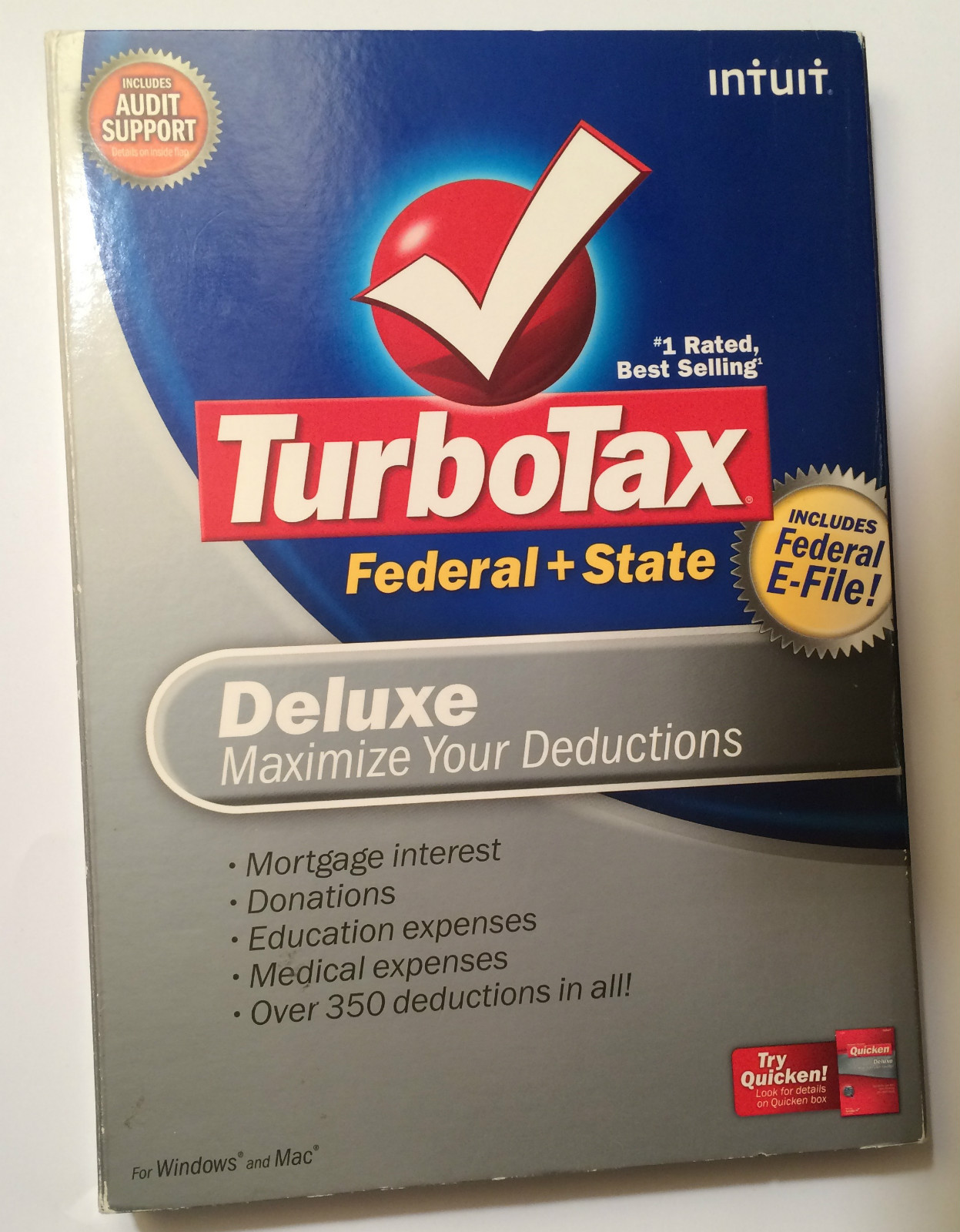 Intuit TurboTax 2008 Deluxe Edition Federal + State LNC!