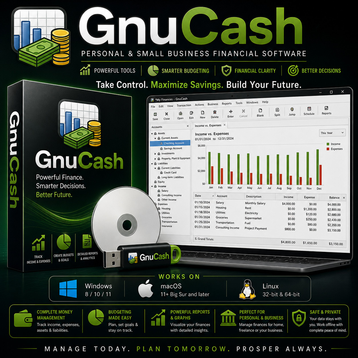 GnuCash | Accounting Business Software | Personal Finance Tax Records | ALL OS’s