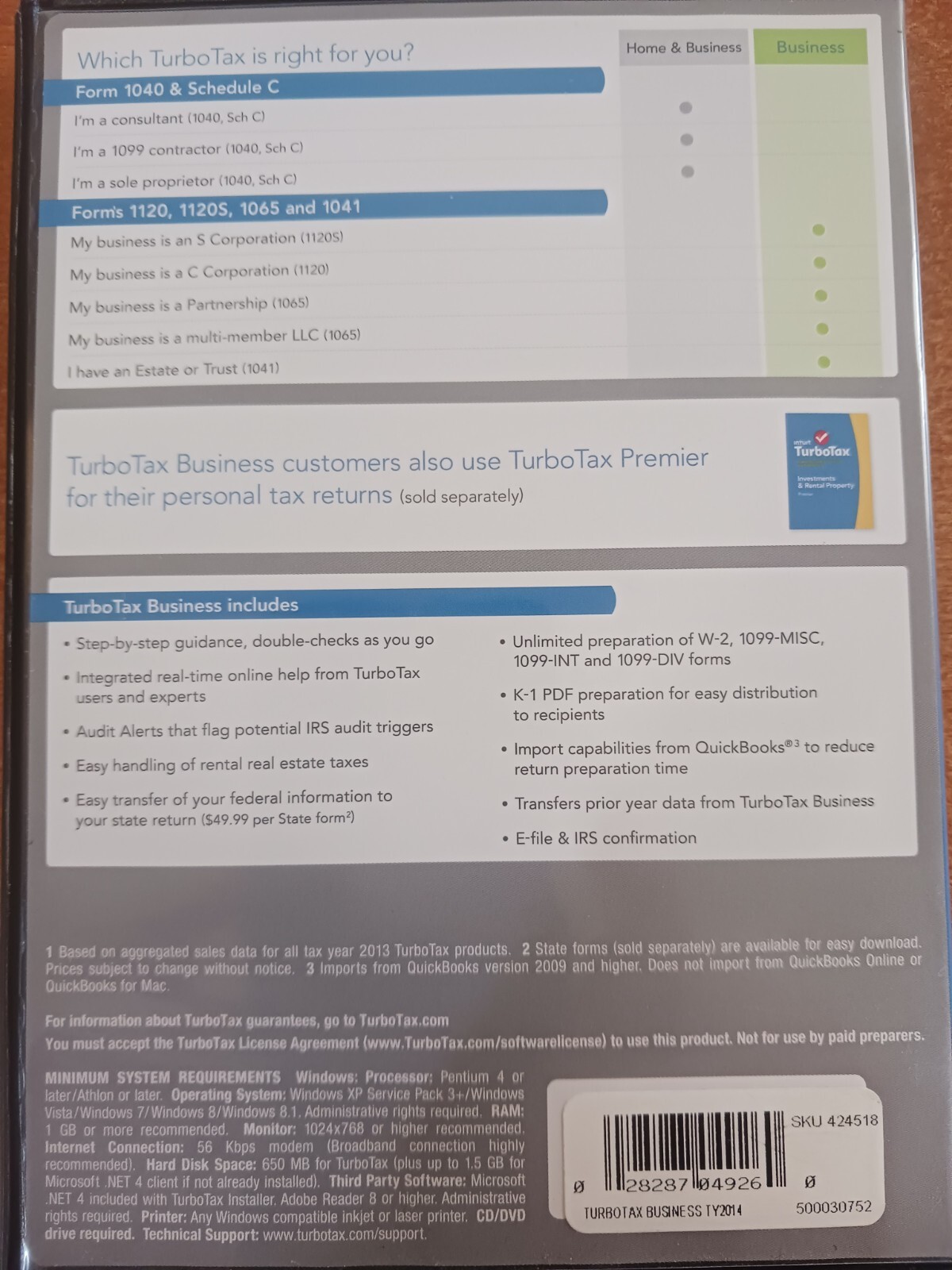 TurboTax Business 2014 CORPORATIONS & PARTNERSHIP Federal Returns Federal E-File