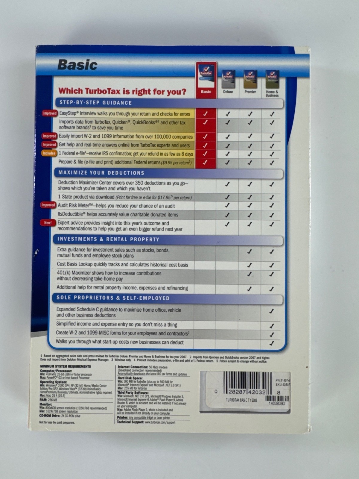 2008 TurboTax Basic for Federal Returns for Windows and Mac