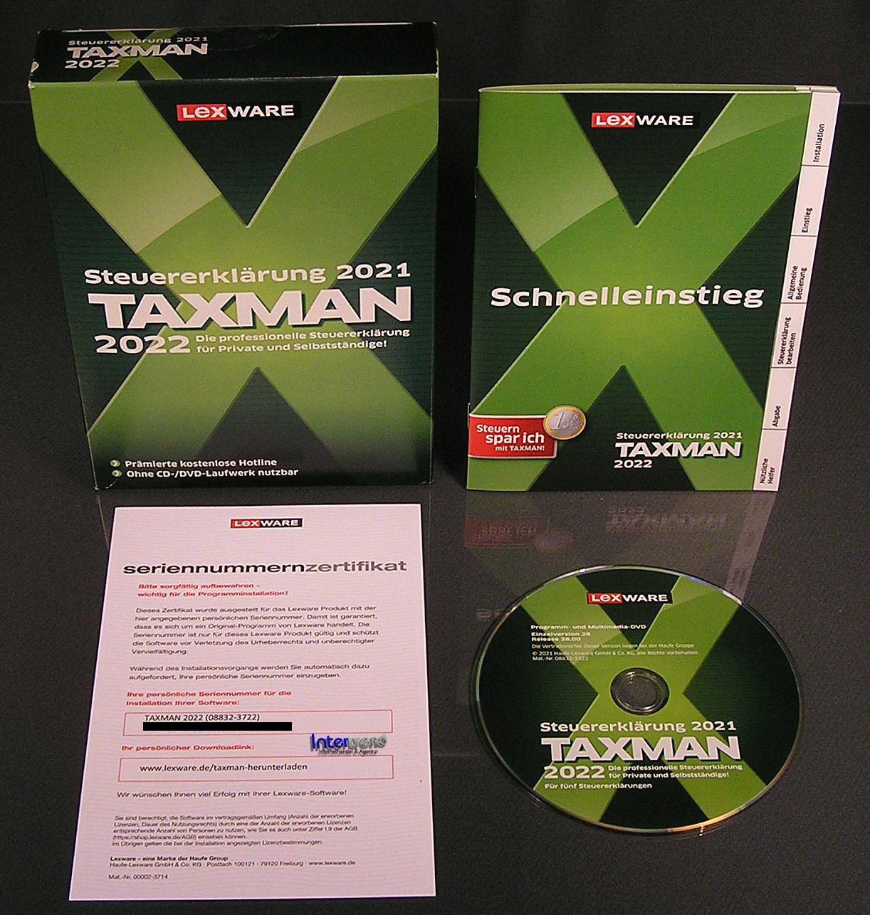 Lexware Taxman 2022 Vollversion Box + DVD Steuerjahr 2021 + Steuerhandbuch NEU