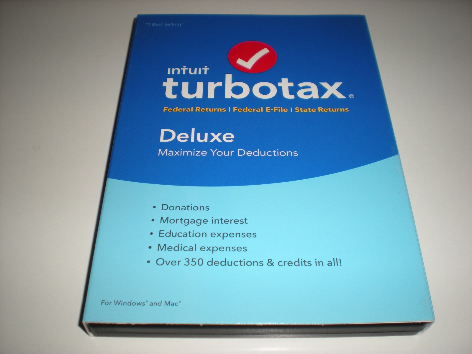 Turbotax 2016 Deluxe. Federal and State for prior year. New in sealed box.