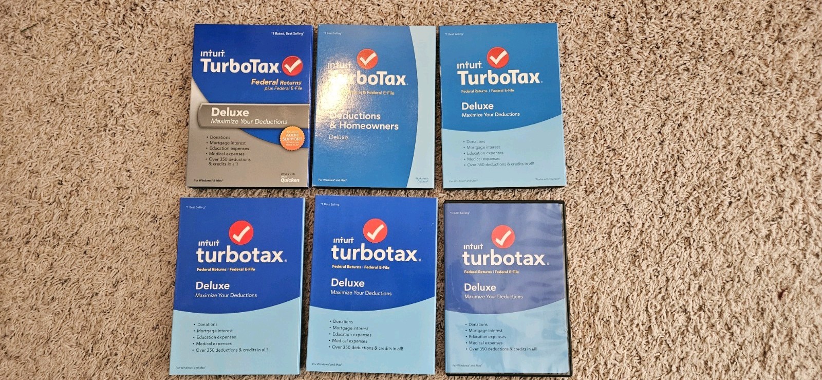 Set of six TurboTax Deluxe Federal Discs 2013/2014/2015/2016/2017/2018
