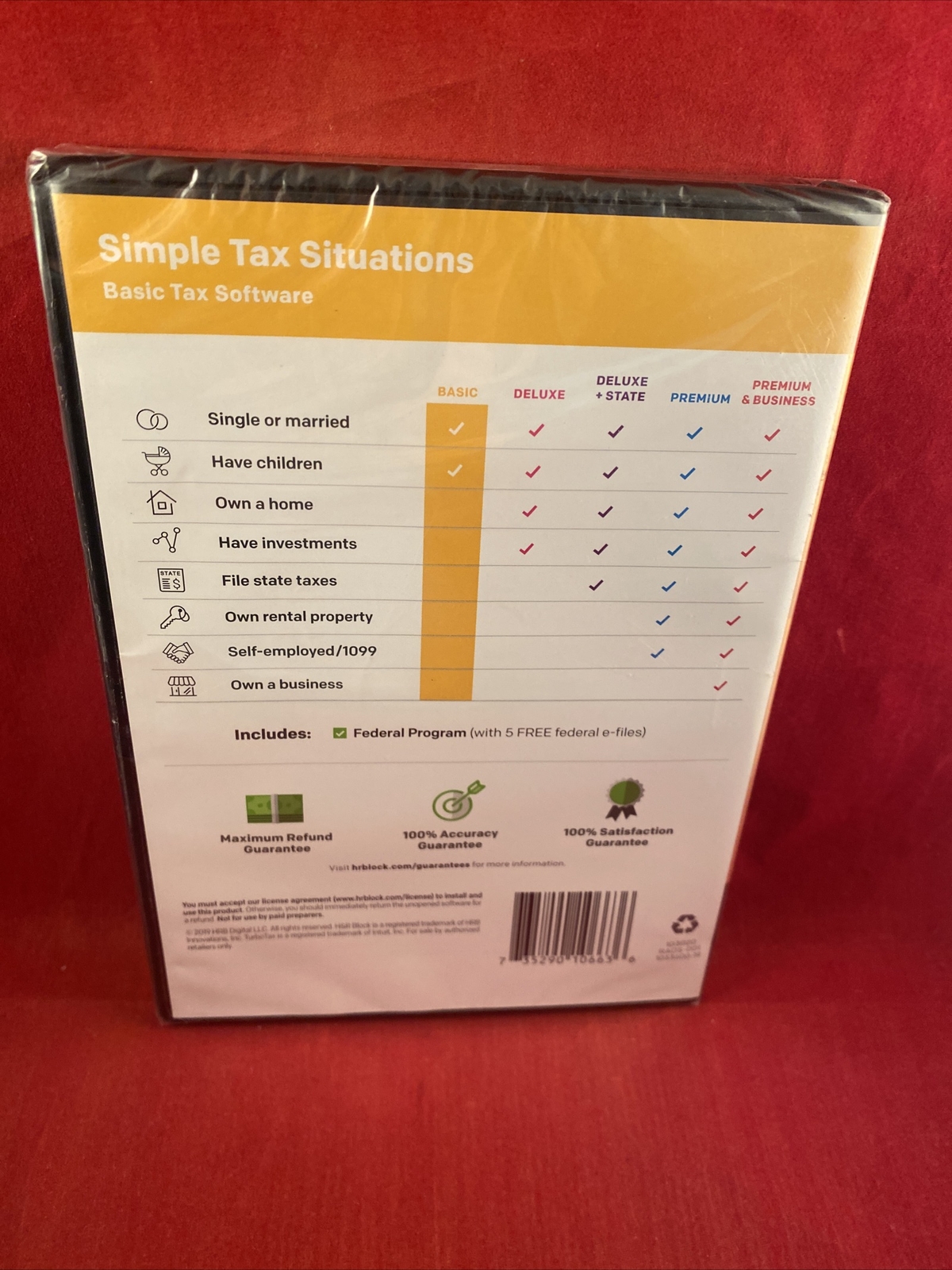 H&R BLOCK Tax Software Basic 2019 for PC/MAC – NEW/SEALED