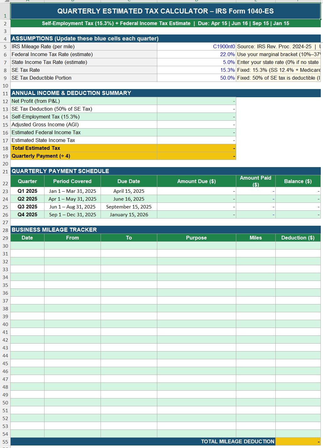 US Accounting Small Business Finance Bookkeeping Self Employed Excel Spreadsheet