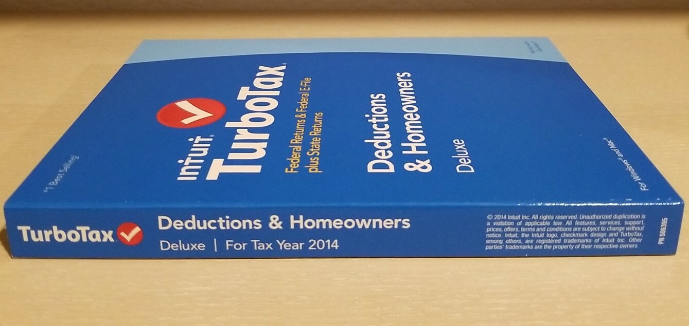 2014 TurboTax Deductions and Homeowners Federal Returns, E file plus State NEW