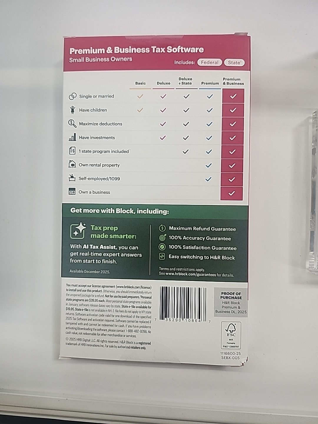 H&R Block Tax Software Premium & Business 2025, PC Only [Key Card] #8647