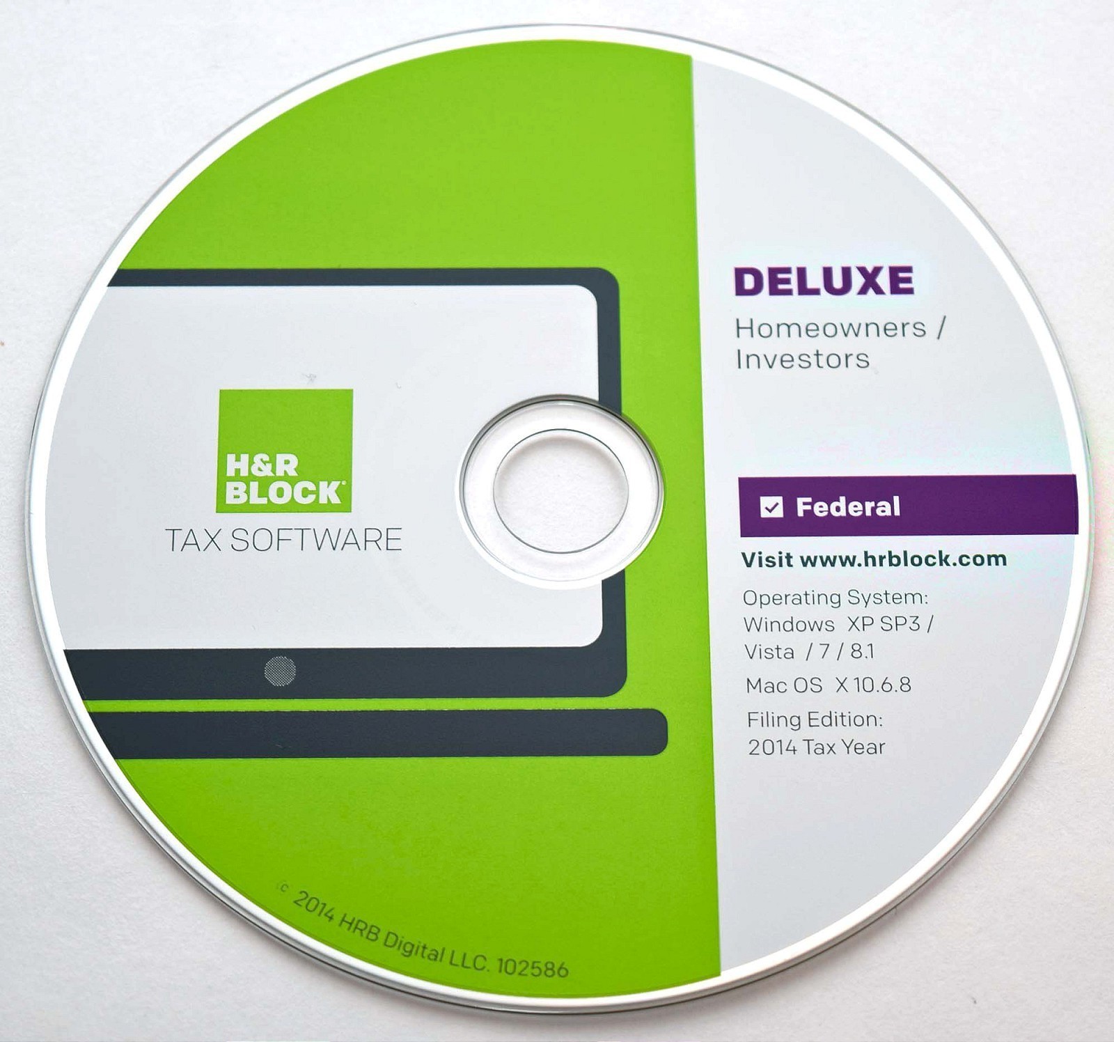 NEW H&R Block 2014 DELUXE Homeowner/Investor Tax Software taxes FEDERAL ONLY CD