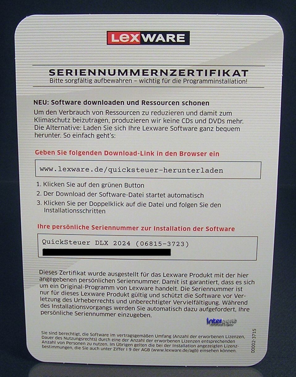 Lexware QuickSteuer Deluxe 2024 Vollversion Box Handbuch Steuerjahr 2023 OVP NEU