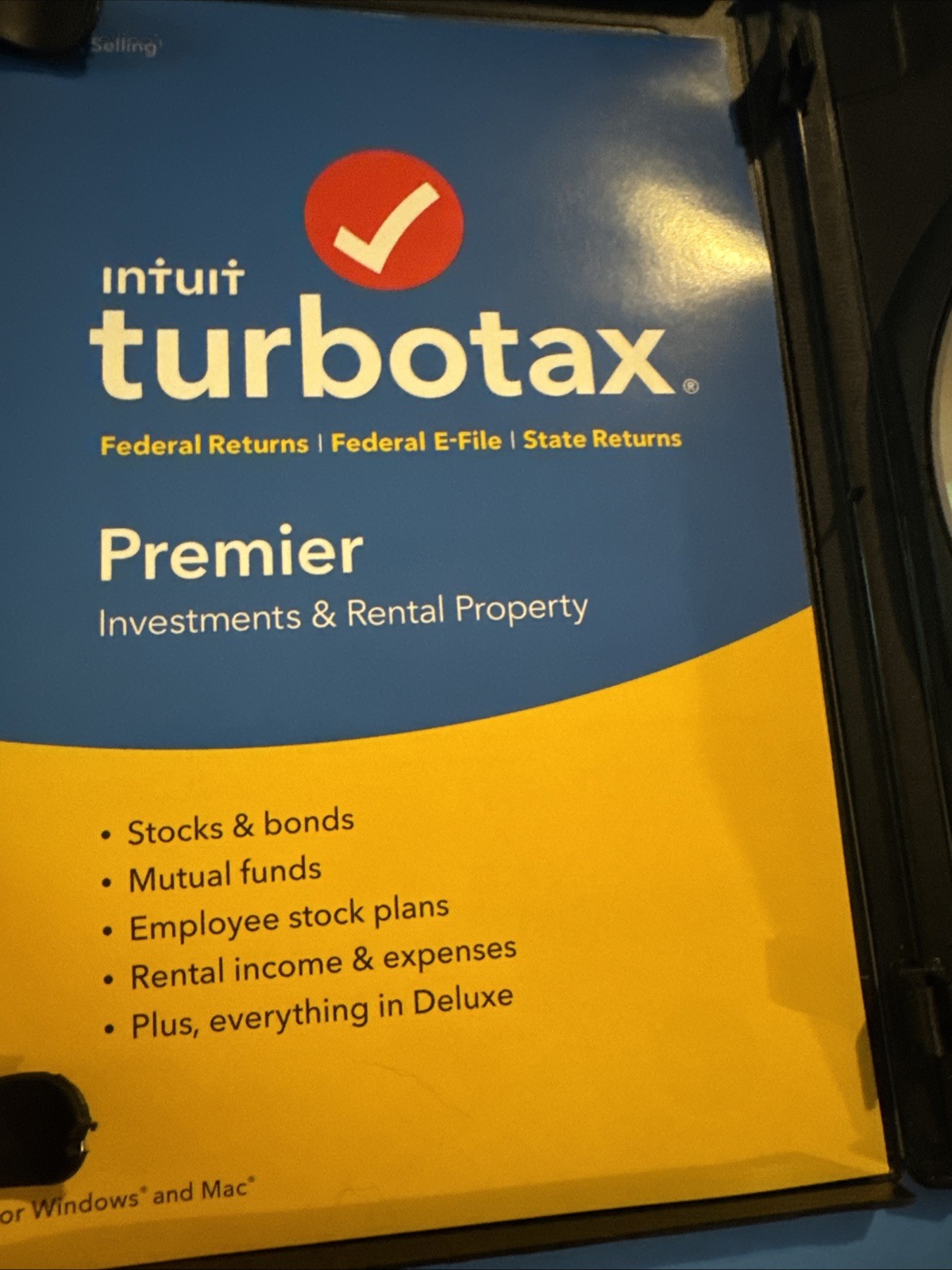 2017 Intuit TurboTax Premier Investments Personal Tax CD Windows & Mac Very Good