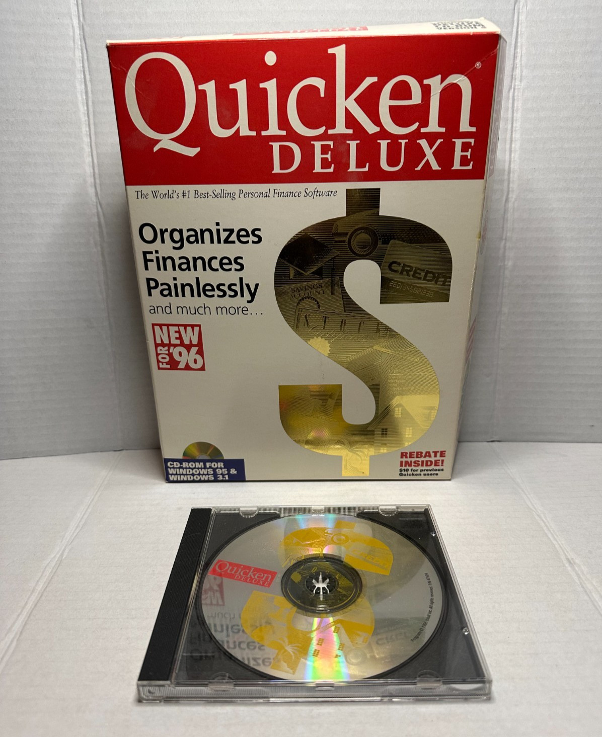 Vintage Quicken Deluxe Version 5 CD-ROM for IBM Windows 95 and 3.1 1996 VTG