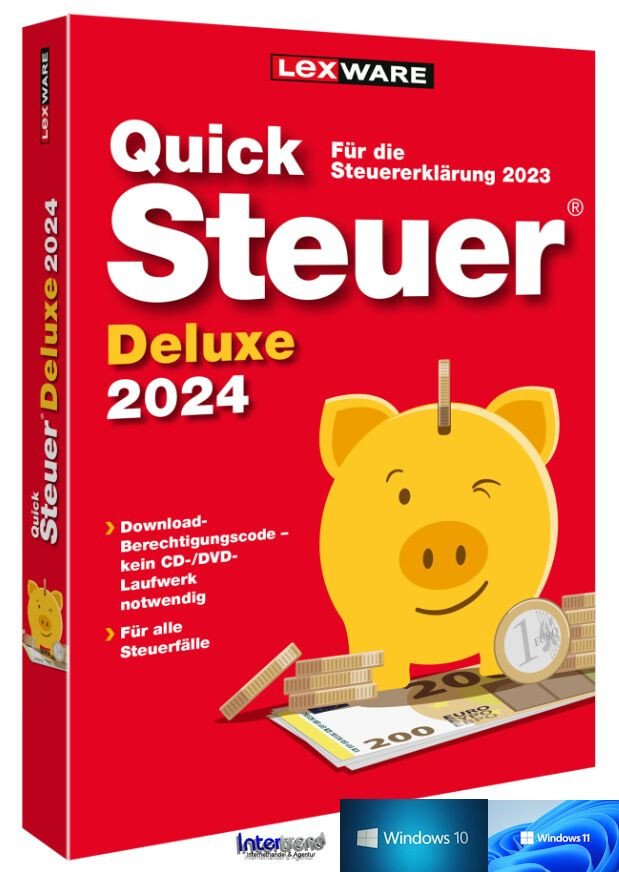 Lexware QuickSteuer Deluxe 2024 Vollversion Steuerjahr 2023 Download NEU