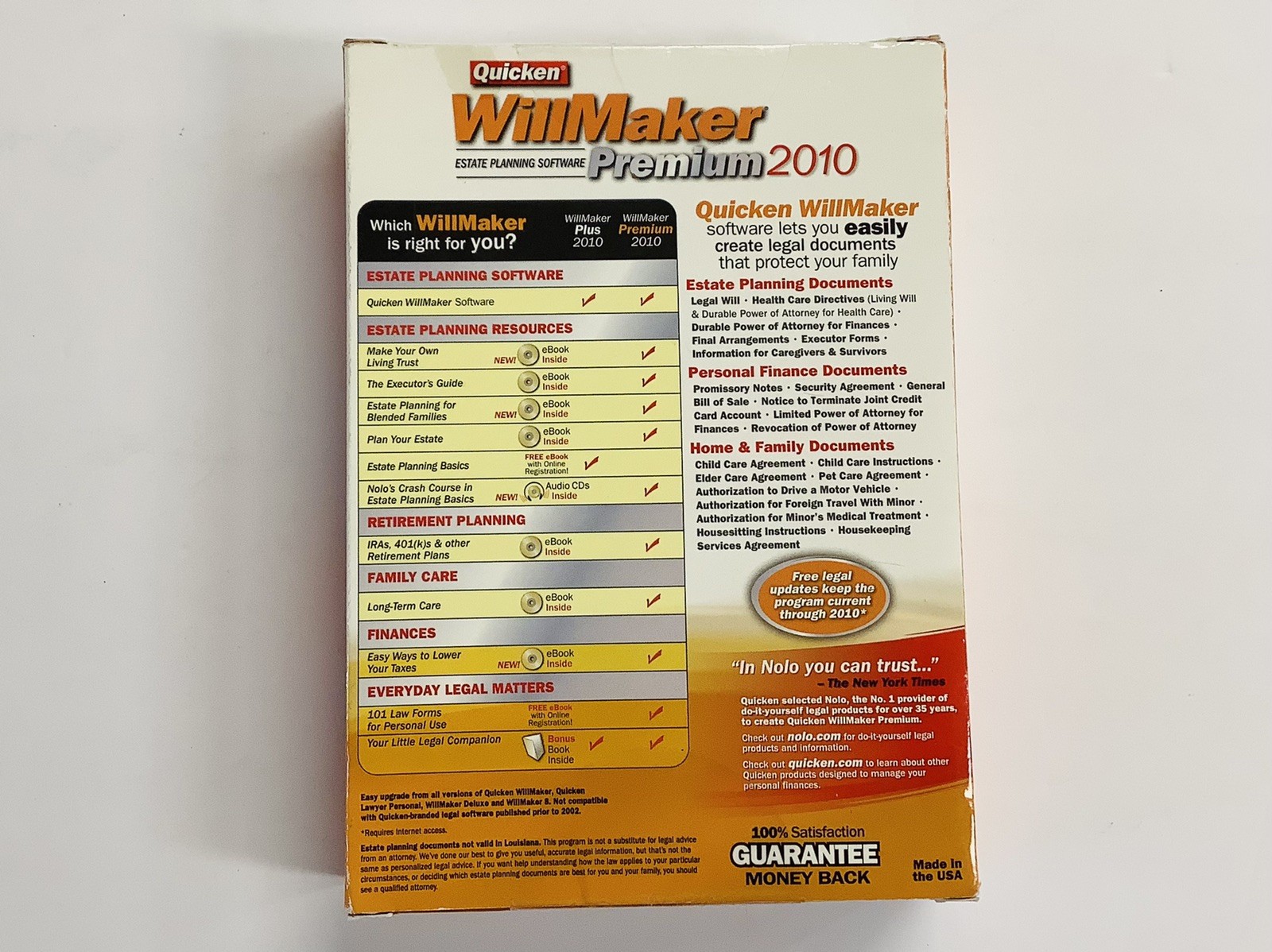 “BRAND NEW” Quicken WillMaker Premium 2010 – Estate Planning Software (Windows)