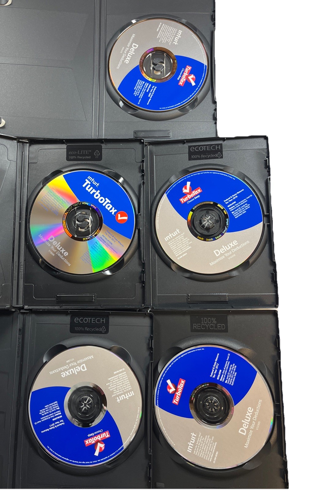 Set of 5 TurboTax Deluxe Federal Discs 2009/2010/2011/2012/2013