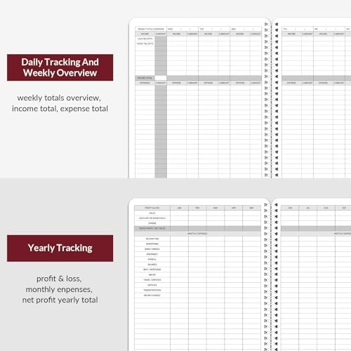Income and Expense Log Book – Bookkeeping Record Book/Tracker/Small Red