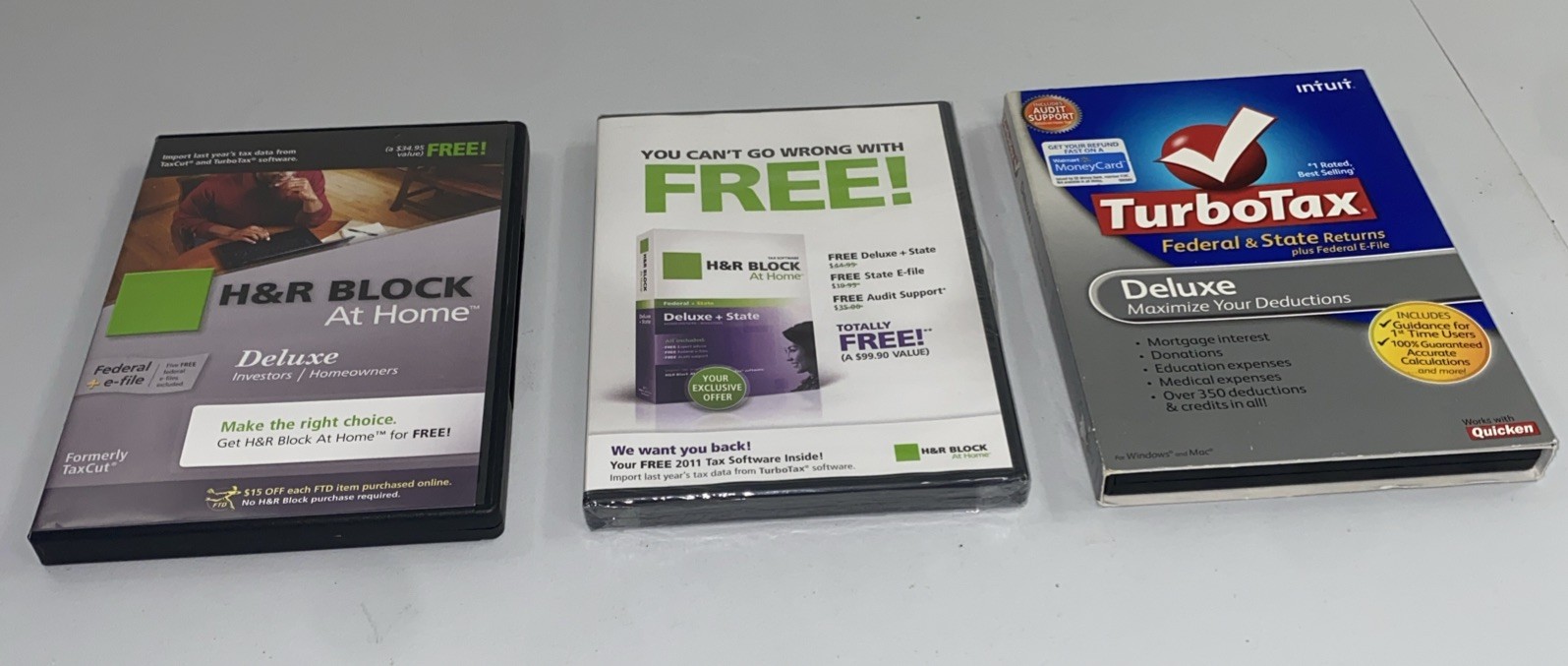 H&R Block 2011 & TurboTax 2009 CD Software + Free H&R Block 2009 NFR