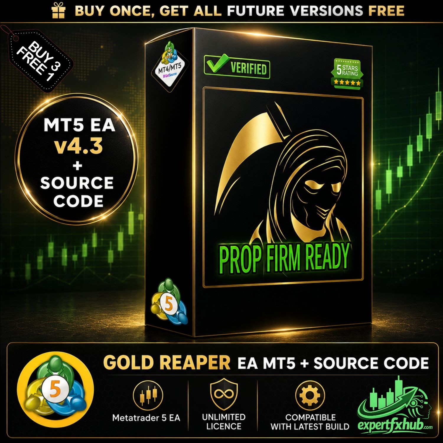 v4.3 Gold Reaper EA + Source Code Metatrader MT5 Trading Robot MQL5 unlimited