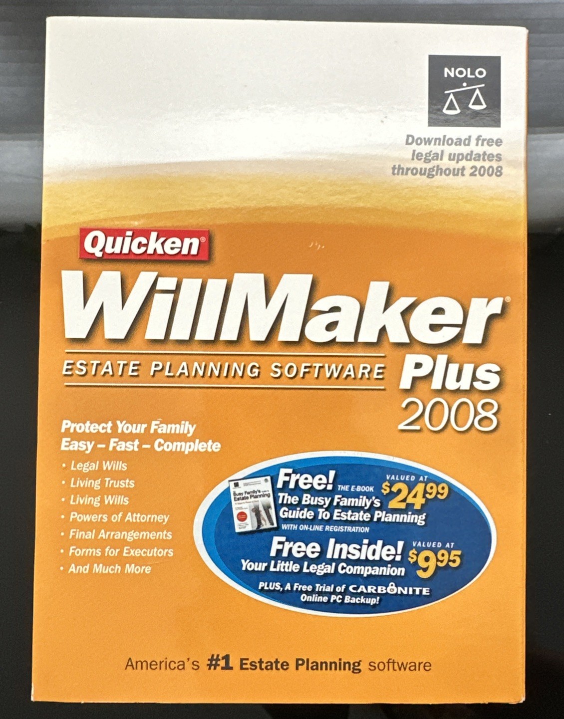 Quicken Willmaker Plus 2008: Estate Planning Software Windows /Opened Never Used