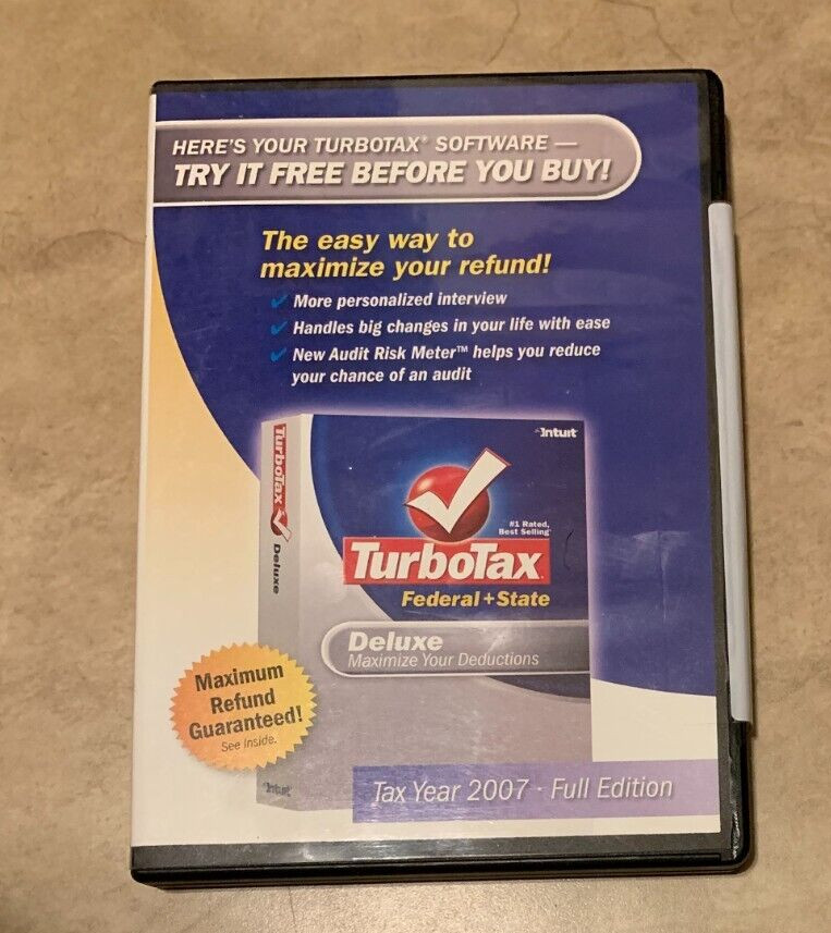 Turbo Tax Year 2007 Full Edition Deluxe Software CD NEW Factory Sealed