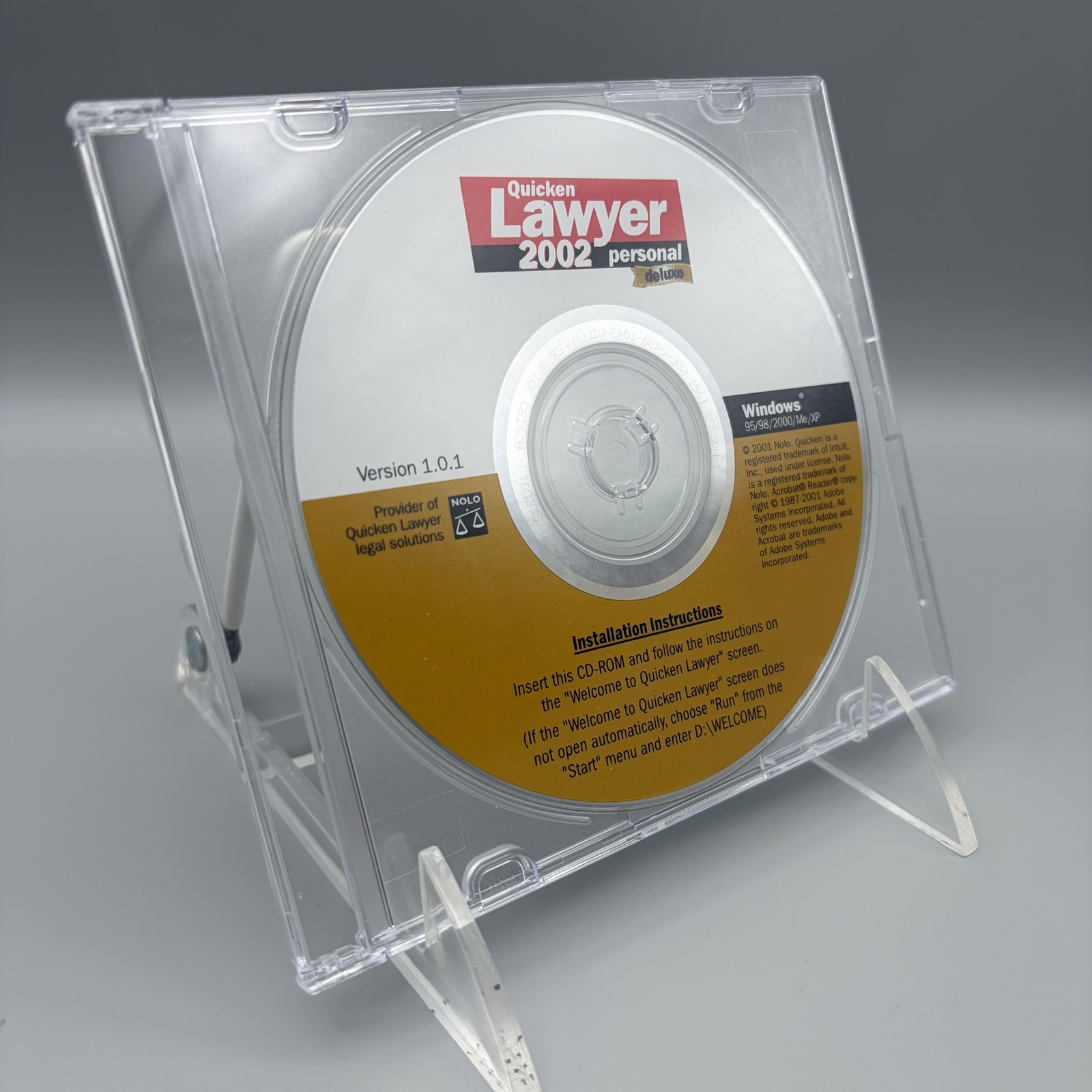 Vintage Quicken Lawyer 2002 Personal Deluxe Legal Software CD-ROM Win 95/XP