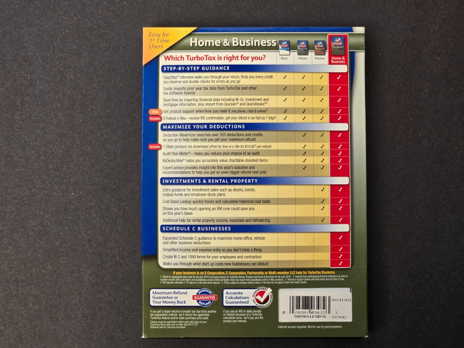 Intuit 2011 TurboTax Home and Business CD – Windows/Mac