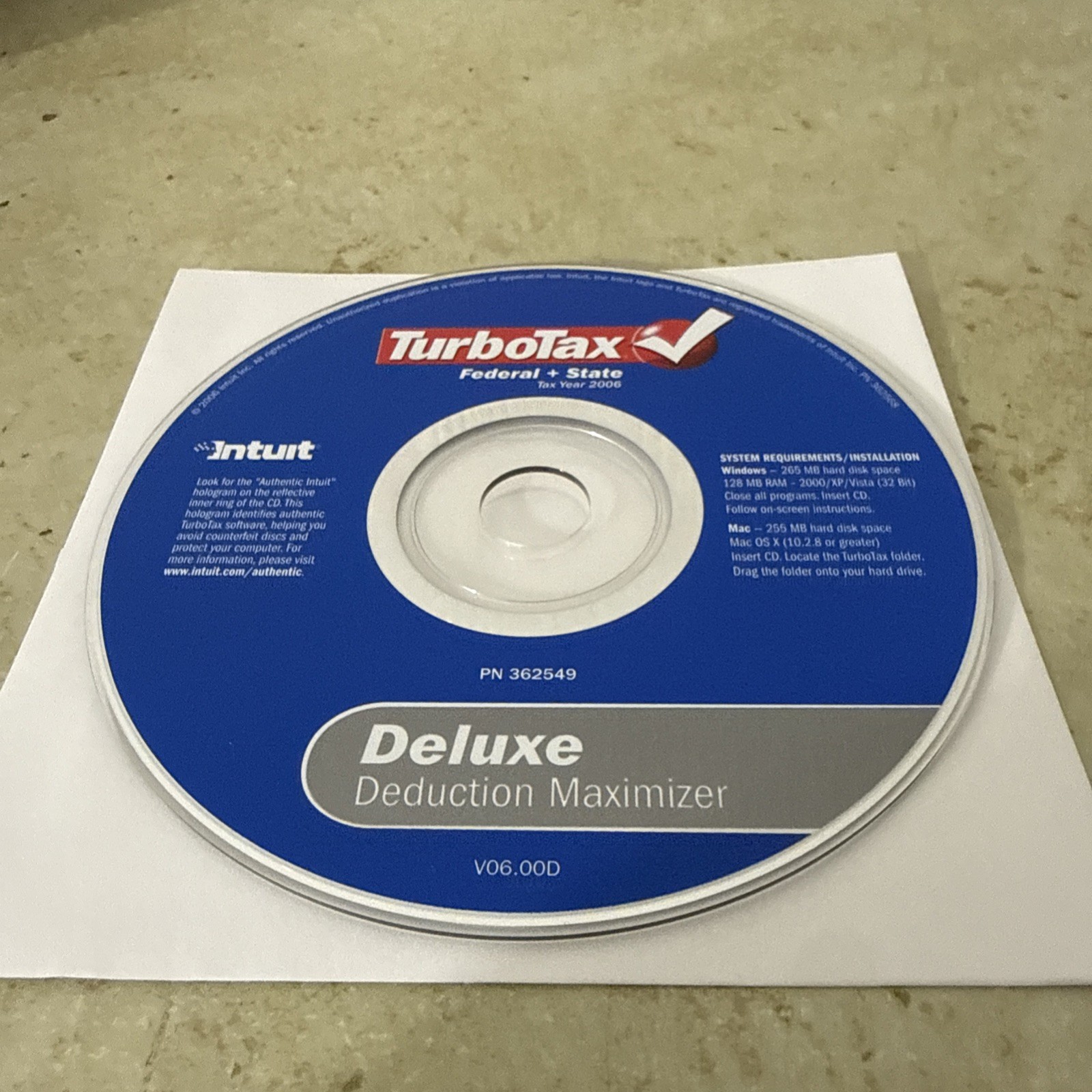 TurboTax Deluxe Deduction Maximizer Federal+State Tax Year 2006 Windows & MAC