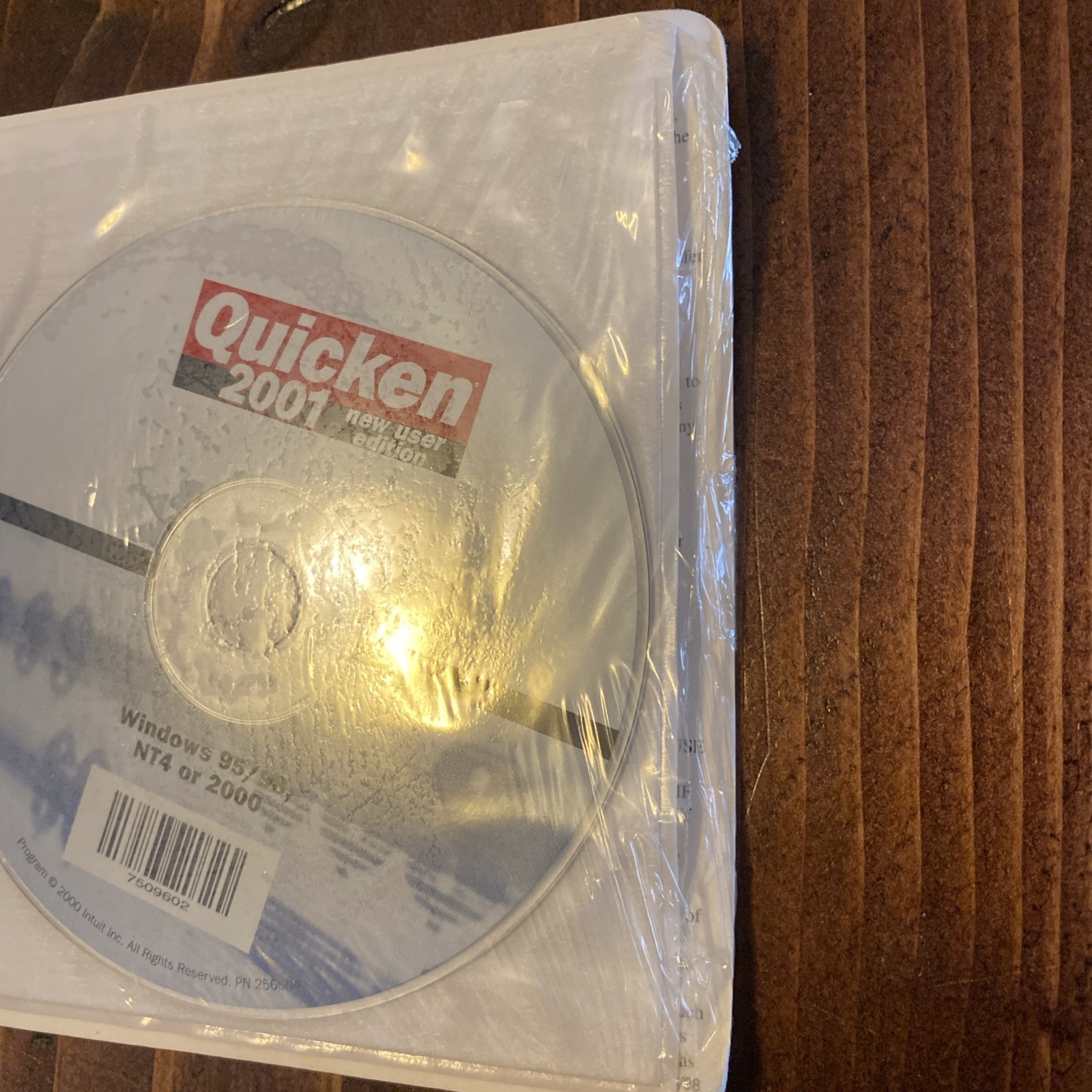 Quicken 2001 New User Edition Sealed Software CD for Windows 95/98 NT4 or 2000