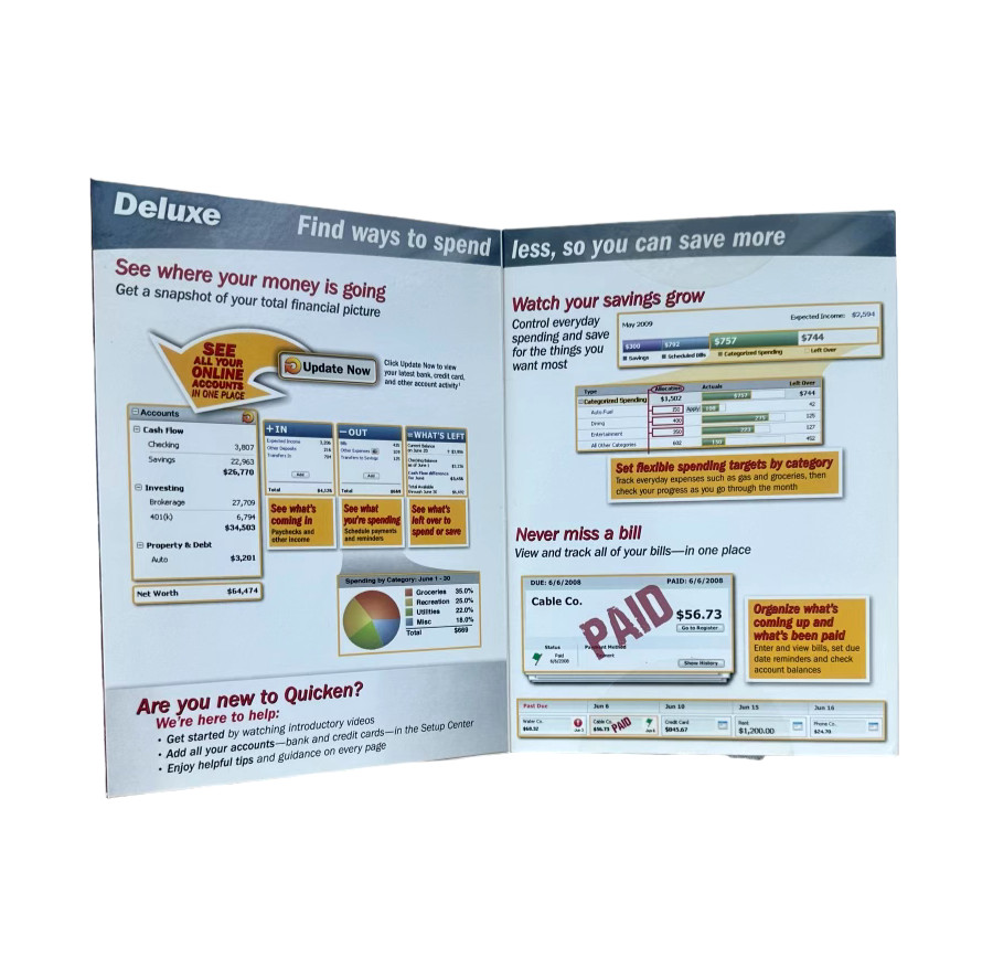 Intuit Quicken Deluxe 2009 ONLY WORKS w/ WIN XP &Vista NOT FOR WINDOWS 10/11