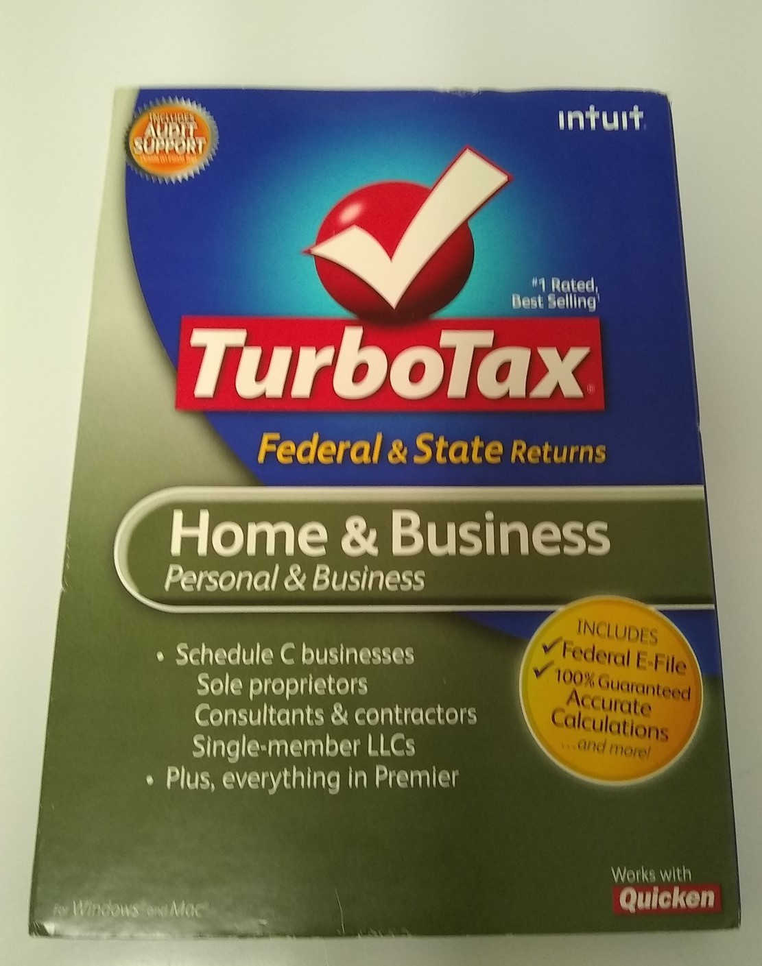 2009 Intuit TurboTax Home & Business Schedule C Federal+State CD Windows & Mac