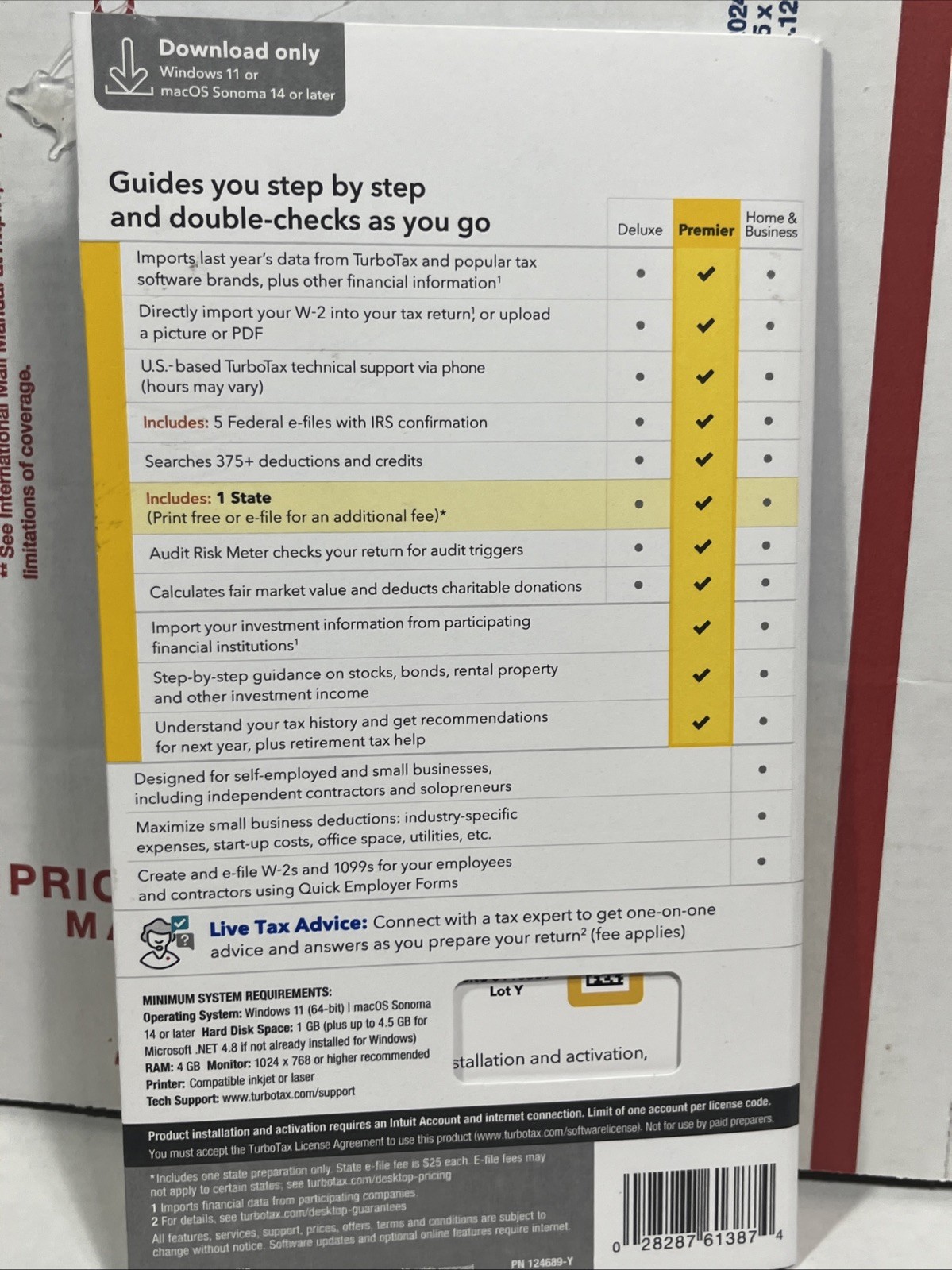 New TurboTax Premier 2025 Tax Software Fed & State Tax Win & Mac Sealed