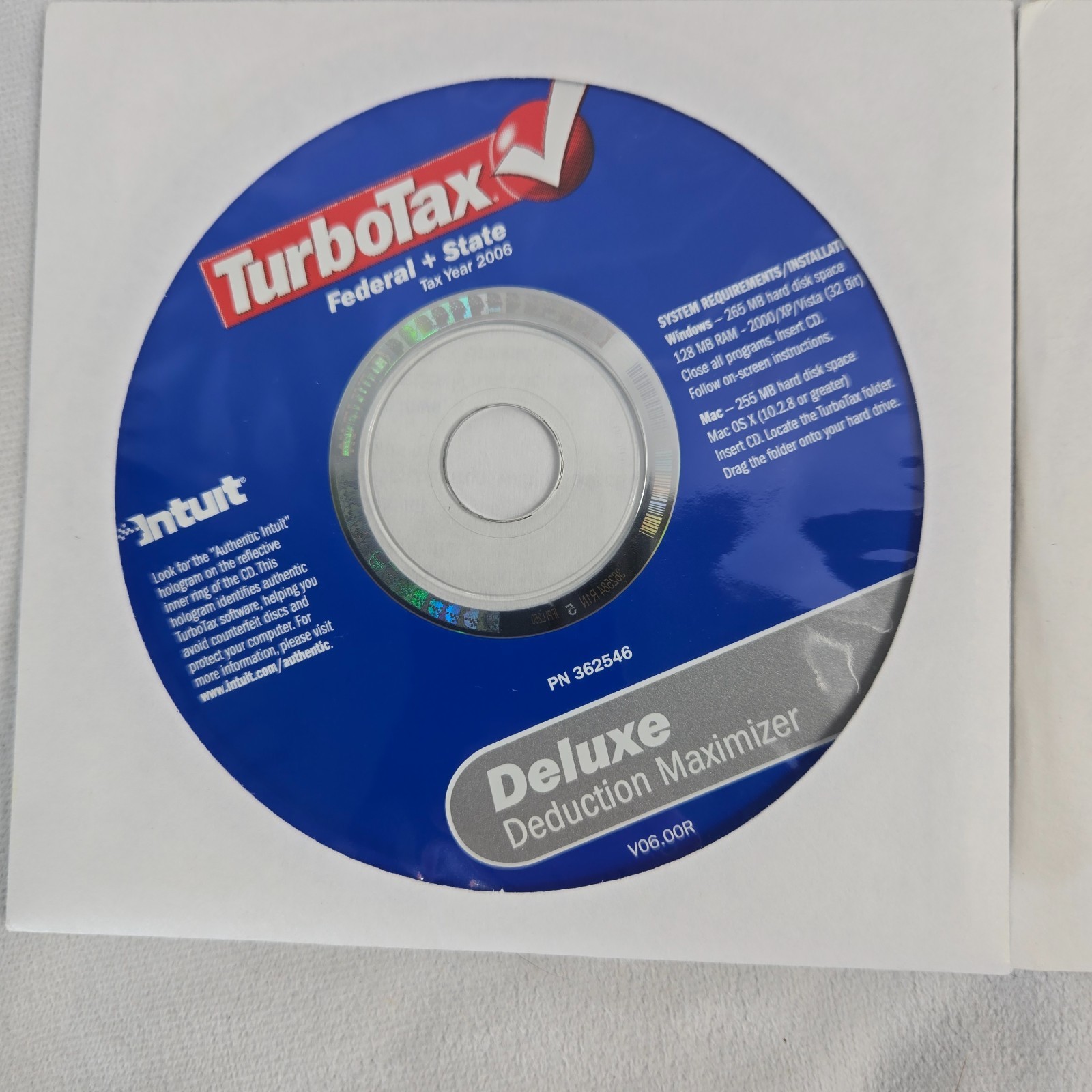 TurboTax Software Lot of 3 TurboTax Basic for 2003 and Deluxe for 2006 and 2007