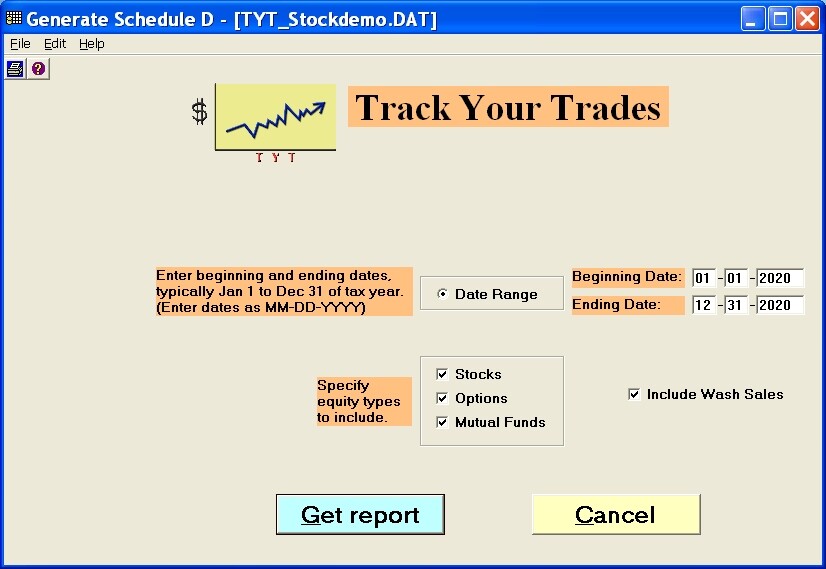 Track Your Trades! IRS Schedule D tax return software 2023. Windows PC or laptop