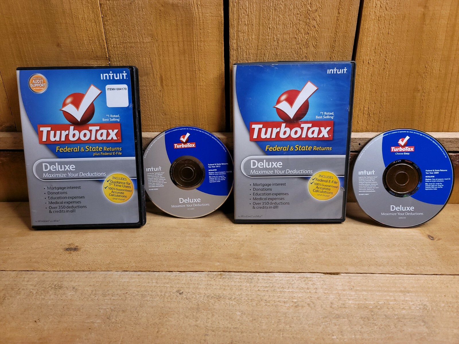 Lot of 2 TurboTax Deluxe 2009 2012 Federal State Returns Disc Federal E-Files