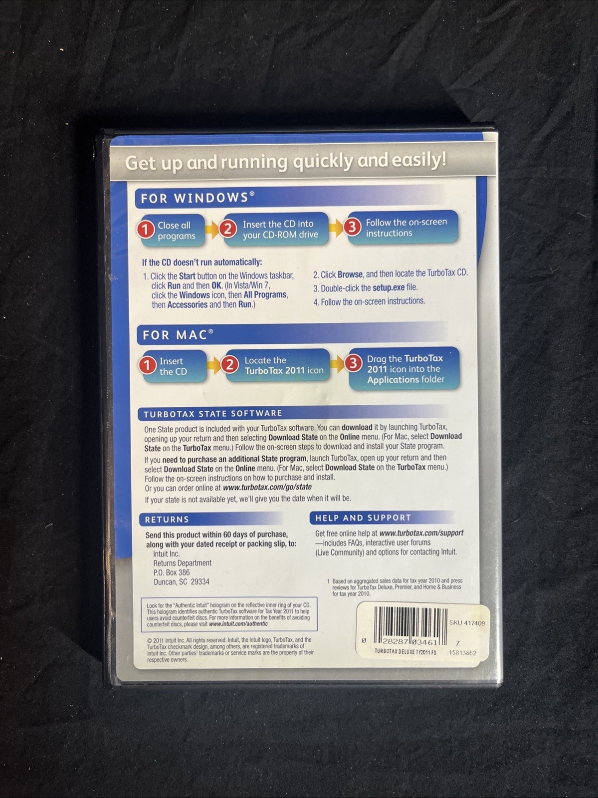 TurboTax Deluxe 2011 Federal and State Tax Returns CD