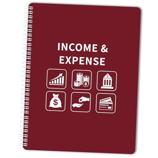 Income and Expense Log Book – Bookkeeping Record Book/Tracker/Small Red
