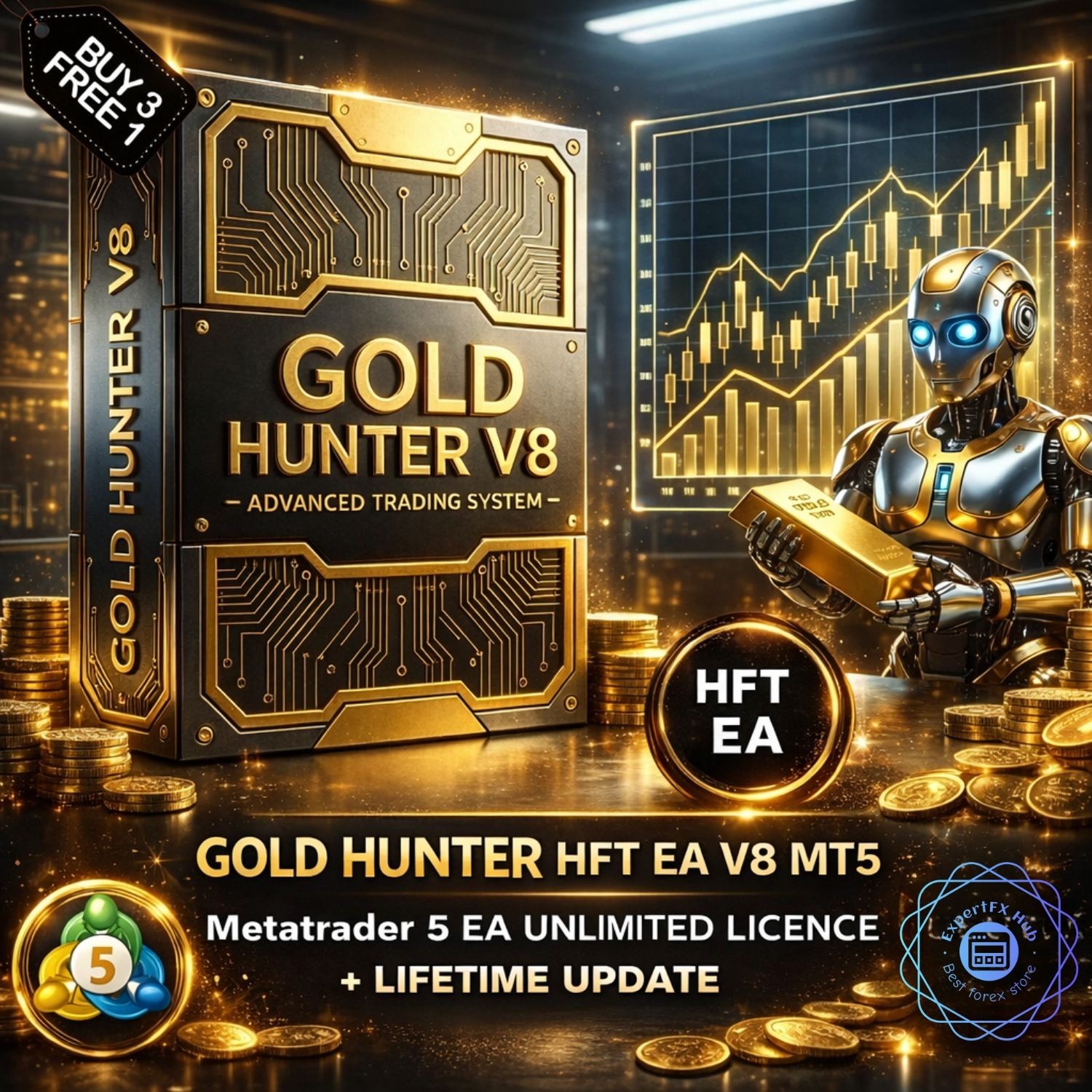 v8.0 Gold Hunter HFT MT5 EA MQL5 Expert Advisor Prop Firm Challenge Trading Bot