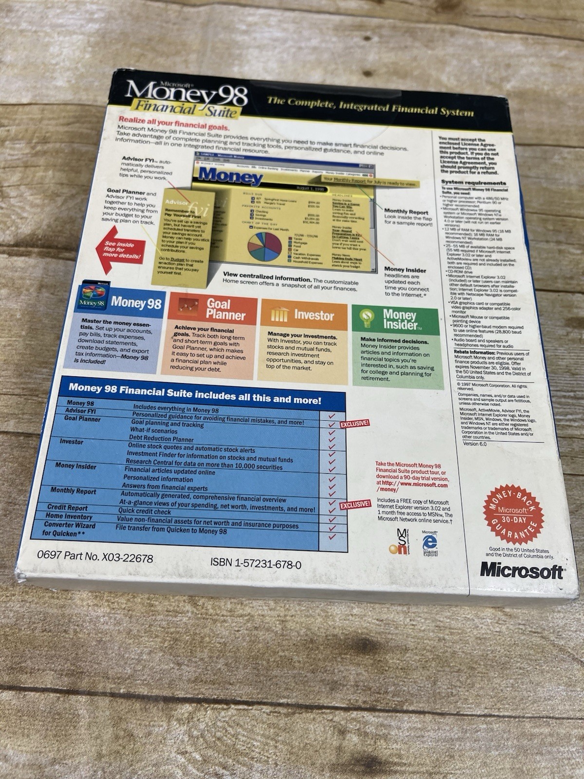 Vintage Microsoft Money 98 Financial Suite PC CD-ROM Software ISBN 1572316780