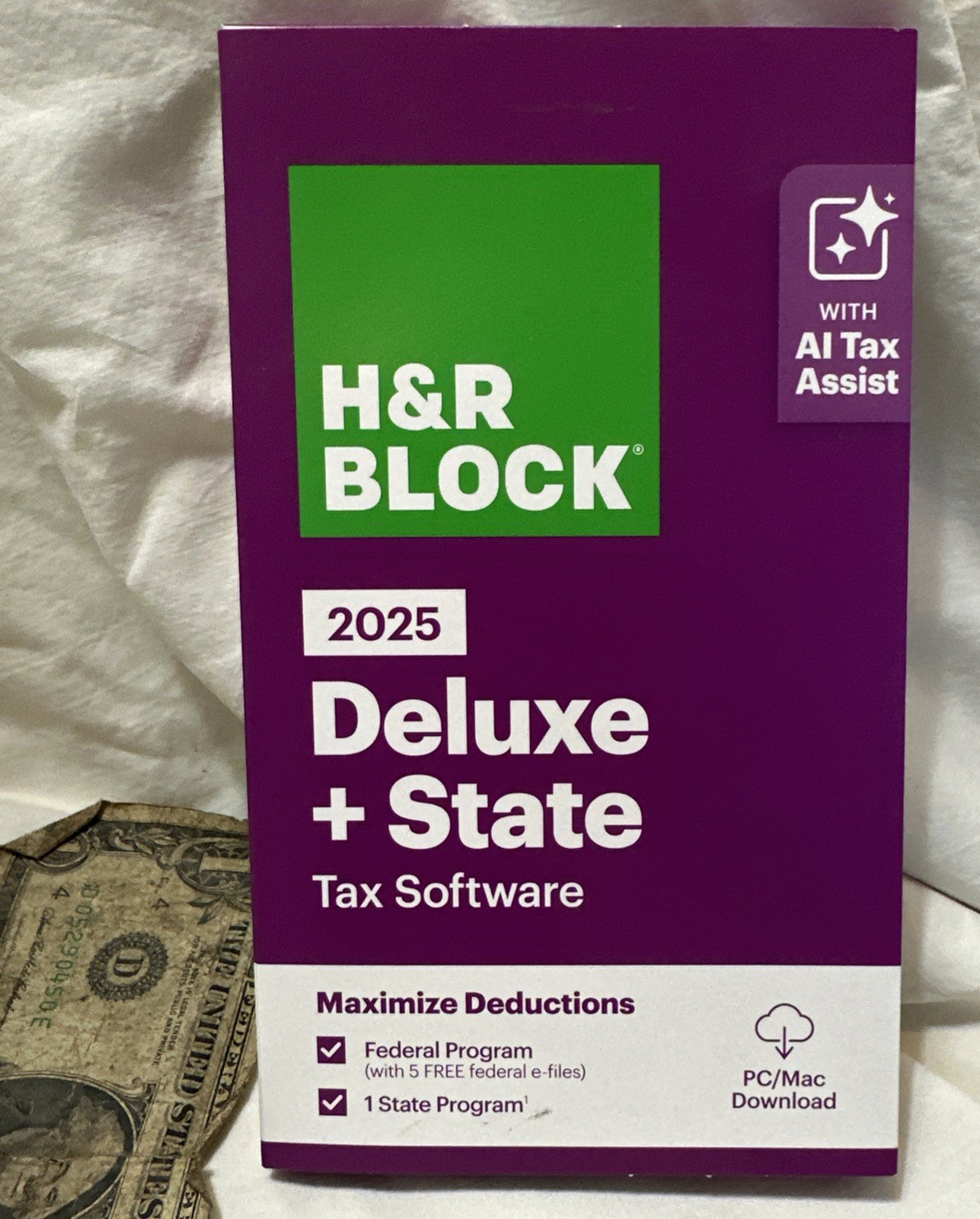 H&R Block Tax Software Deluxe + State 2025 Key Card PC / MAC USA Turbotax