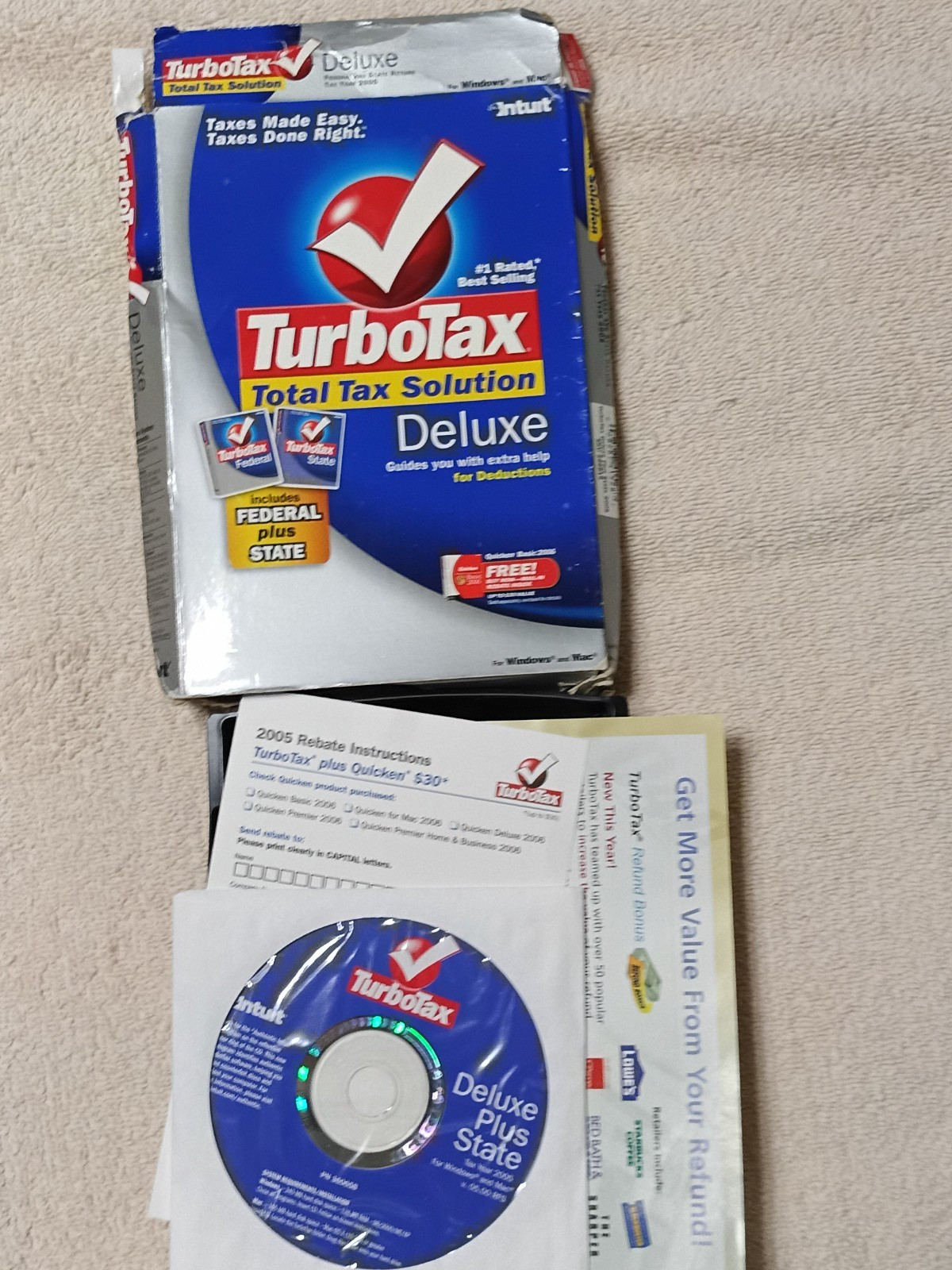 Intuit TurboTax Deluxe Federal and State – Tax Year 2005 – Fast Shipping