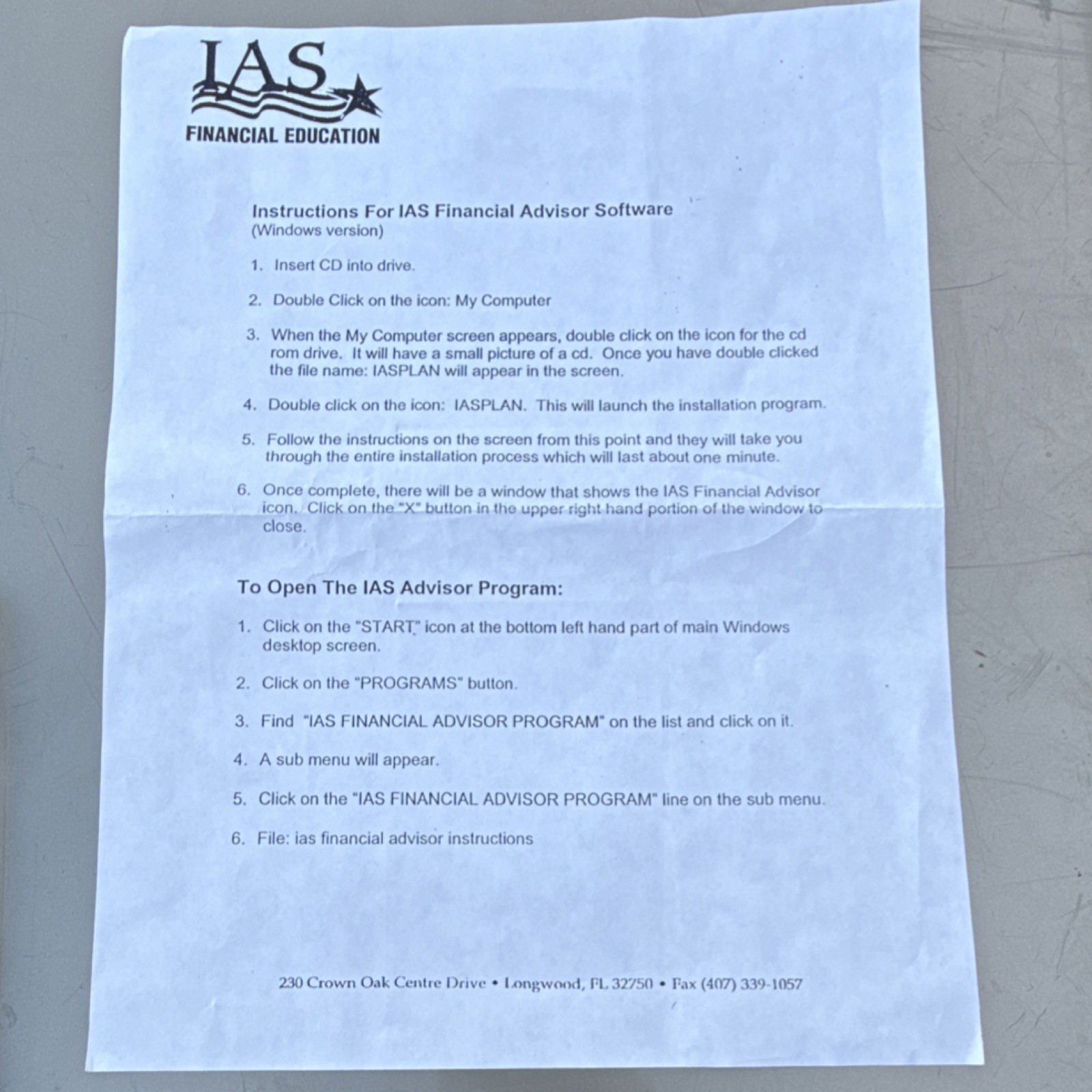 IAS Financial Education Financial Advisor Accounting Software CD for Windows