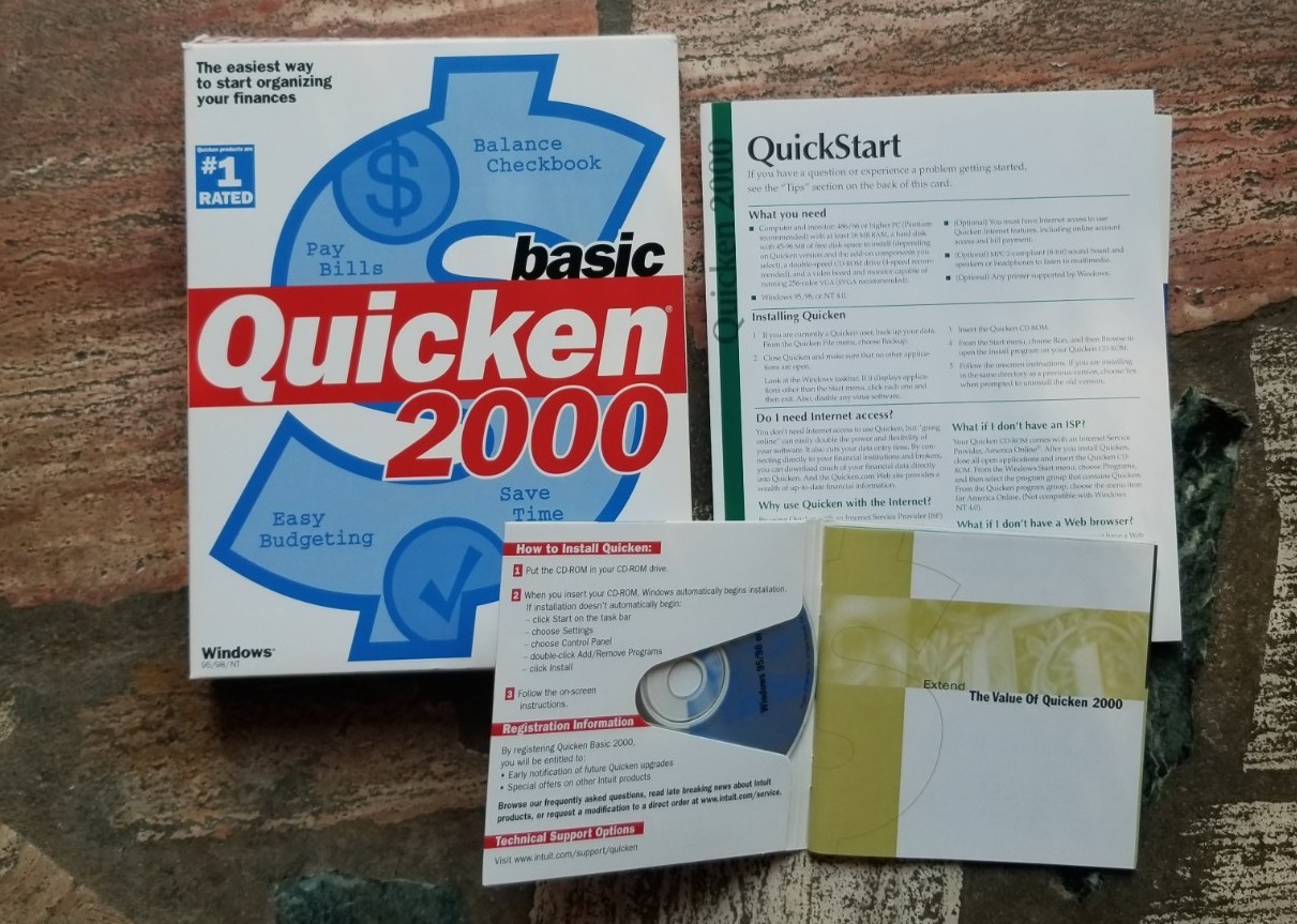 3 Disc Bundle Quicken Basic 99, Quicken 2000, Quicken 2005 For Windows 95/98/NT