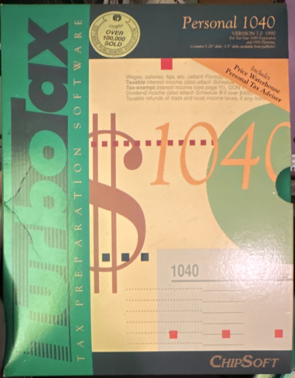 TurboTax Personal 1040 Version 7.0 1990 Tax Preparation 3.5″ Floppy Disk