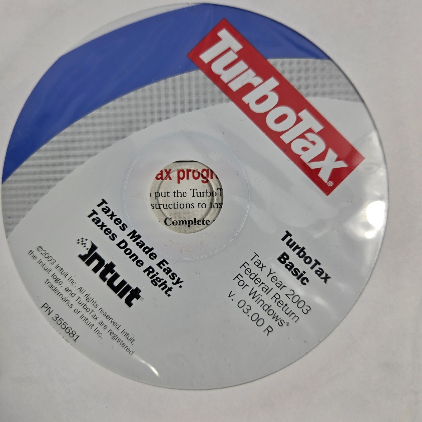TurboTax Software Lot of 3 TurboTax Basic for 2003 and Deluxe for 2006 and 2007