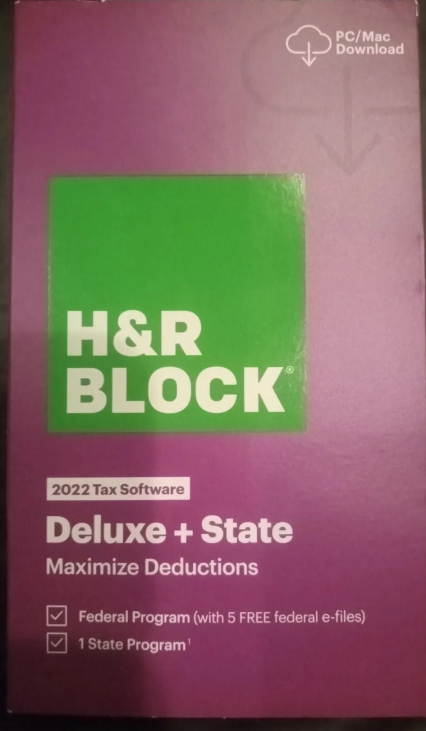 H&R Block 2022 Tax Software Deluxe + State NEW