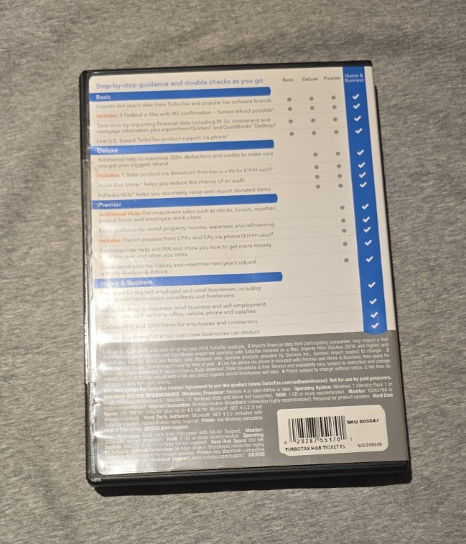 Turbotax HOME & BUSINESS 2017 Retail BOXED Sealed CD