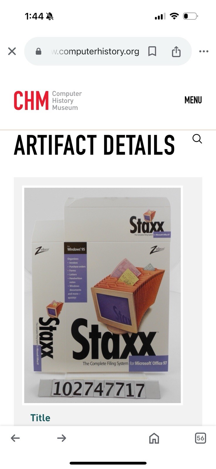 Vintage 1998 Staxx For Microsoft Office ‘97 The Complete Filling System