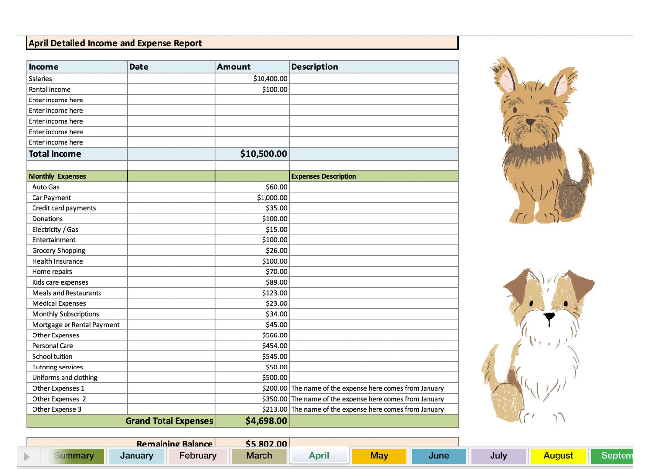 Dave Ramsey-Inspired Yearly Budget | Dog Theme | Digital Download