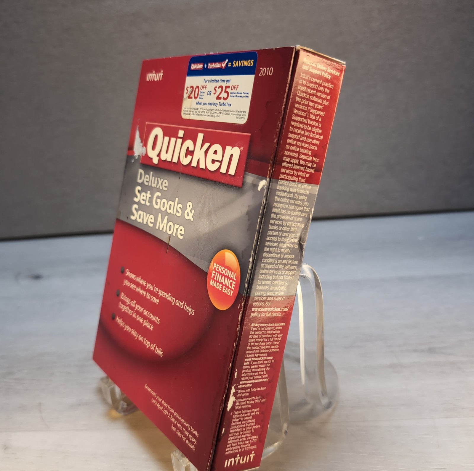Intuit Quicken Deluxe 2010 for Windows XP/Vista/7 NOT FOR Win 10/11