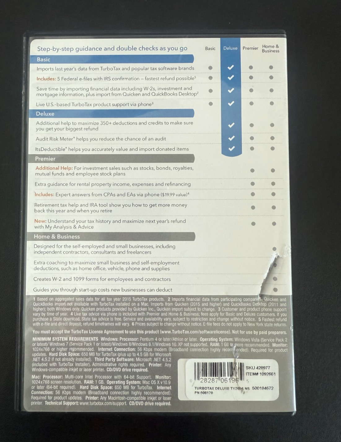 Turbotax 2016 Deluxe Federal Returns Federal E-File for Windows & MAC