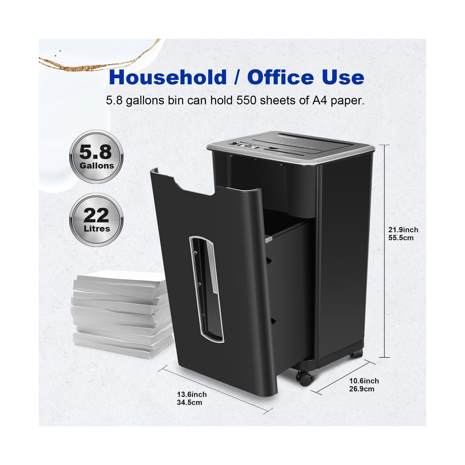 Auto Feed Paper Shredder, 60 Sheets Cross Cut, CD/Credit Card Shredder with A…